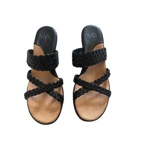 Sofft Black Braided Leather Heels Sz 9M – Heel Sandals, Great Used Condition